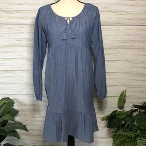 Long sleeve denim look dress